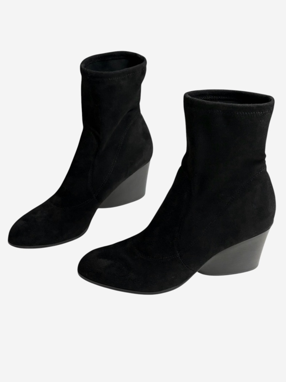 Donald Pliner Pandra Black Stretch Faux Suede Pull On Ankle Boots Size 8 M